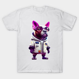 The Fun-Loving Frenchie: Bold in a Casual Space Suit T-Shirt